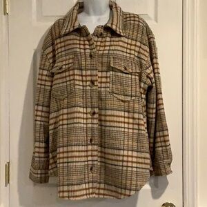 JOIE Women’s Wool Blend Flannel Plaid Button down Winter Jacket Coat XL